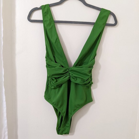 ASOS Swim Green Plunge Neckline Bathing Suit 4 - Picture 5 of 10